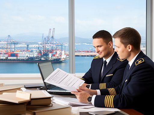 Two licensed customs agents reviewing a shipment file at the Port Klang customs office